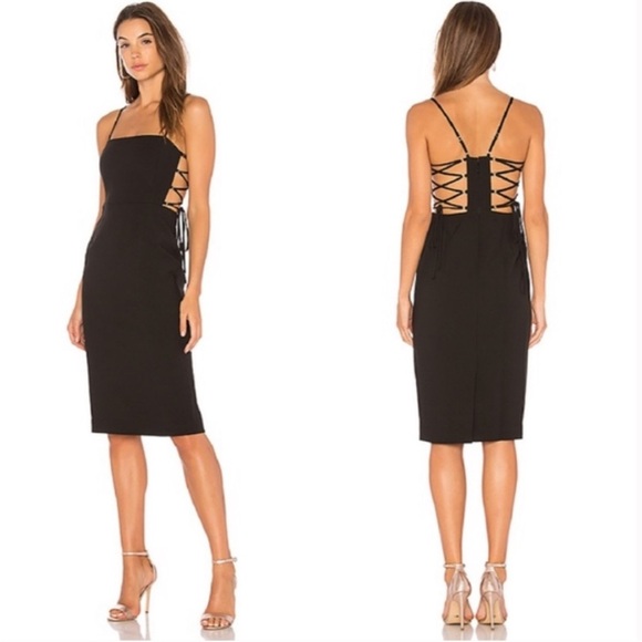 BCBGMAXAZRIA Esmee Black lace up dress - Picture 4 of 6